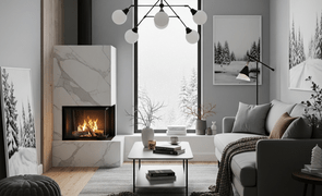 sala de estar com lareira sofa e moveis de madeira macica para o inverno magazine decor