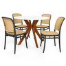 conjunto mesa de jantar redonda marci 100cm branca com 4 cadeiras roma preto