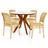 conjunto mesa de jantar redonda marci premium 100cm branca com 4 cadeiras roma nude