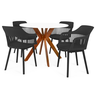conjunto mesa de jantar redonda marci 100cm branca com 4 cadeiras marcela preto