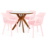 conjunto mesa de jantar redonda marci premium 100cm branca com 4 cadeiras marcela rosa
