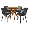 conjunto mesa de jantar redonda marci premium 100cm natural com 4 cadeiras marcela preto