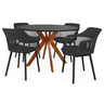 conjunto mesa de jantar redonda marci 120cm preta com 4 cadeiras marcela preto