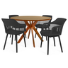 conjunto mesa de jantar redonda marci premium 120cm natural com 4 cadeiras marcela preto