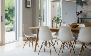cadeira de jantar eames eiffel com base de madeira e metal dsw cor branca magazine decor