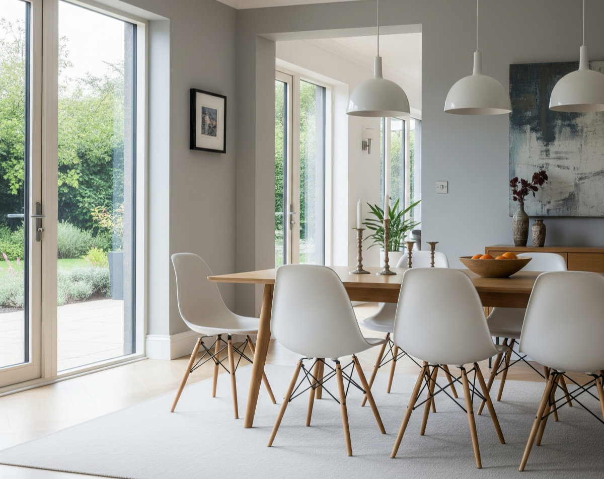 cadeira de jantar eames eiffel dsw cor branca com base de madeira e de ferro magazine decor