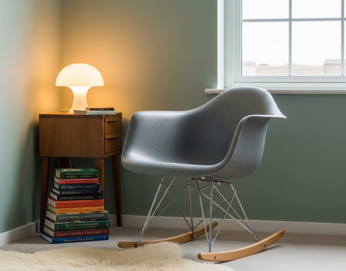 cadeira eames eiffel rar de balanco com base de ferrocor cinza magazine decor