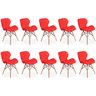 kit 10 cadeiras de jantar charles eames slim wood estofada vermelho