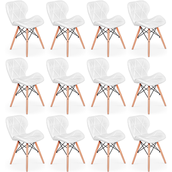kit 12 cadeiras de jantar charles eames slim wood estofada branco