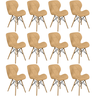 kit 12 cadeiras de jantar charles eames slim wood estofada nude escuro