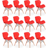 kit 12 cadeiras de jantar charles eames slim wood estofada vermelho
