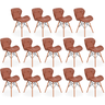 kit 14 cadeiras de jantar charles eames slim wood estofada marrom