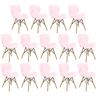 kit 14 cadeiras de jantar charles eames slim wood estofada rosa claro