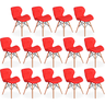 kit 14 cadeiras de jantar charles eames slim wood estofada vermelho