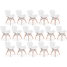 kit 16 cadeiras de jantar charles eames slim wood estofada branco