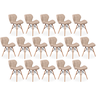 kit 16 cadeiras de jantar charles eames slim wood estofada nude