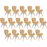 kit 16 cadeiras de jantar charles eames slim wood estofada nude escuro