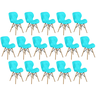 kit 16 cadeiras de jantar charles eames slim wood estofada tiffany