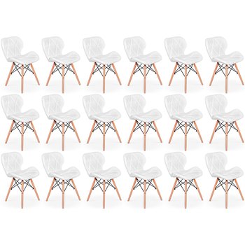 kit 18 cadeiras de jantar charles eames slim wood estofada branco