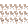 kit 18 cadeiras de jantar charles eames slim wood estofada nude