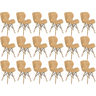 kit 18 cadeiras de jantar charles eames slim wood estofada nude escuro