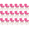 kit 18 cadeiras de jantar charles eames slim wood estofada rosa