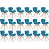 kit 18 cadeiras de jantar charles eames slim wood estofada turquesa