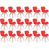 kit 18 cadeiras de jantar charles eames slim wood estofada vermelho