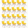 kit 20 cadeiras de jantar charles eames slim wood estofada amarelo