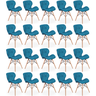 kit 20 cadeiras de jantar charles eames slim wood estofada turquesa