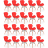 kit 20 cadeiras de jantar charles eames slim wood estofada vermelho