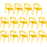 kit 14 cadeiras de jantar allegra design empilhavel amarelo