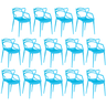 kit 14 cadeiras de jantar allegra design empilhavel azul