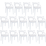 kit 14 cadeiras de jantar allegra design empilhavel branco