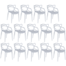 kit 14 cadeiras de jantar allegra design empilhavel cinza