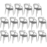 kit 14 cadeiras de jantar allegra design empilhavel cinza escuro