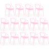 kit 14 cadeiras de jantar allegra design empilhavel rosa