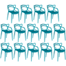 kit 14 cadeiras de jantar allegra design empilhavel turquesa