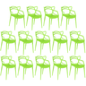 kit 14 cadeiras de jantar allegra design empilhavel verde
