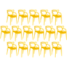 kit 16 cadeiras de jantar allegra design empilhavel amarelo