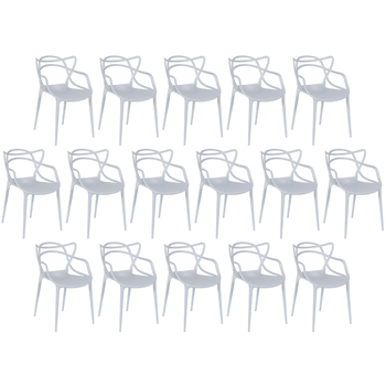 kit 16 cadeiras de jantar allegra design empilhavel cinza