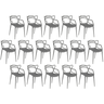 kit 16 cadeiras de jantar allegra design empilhavel cinza escuro