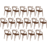 kit 16 cadeiras de jantar allegra design empilhavel marrom