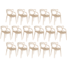 kit 16 cadeiras de jantar allegra design empilhavel nude