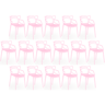 kit 16 cadeiras de jantar allegra design empilhavel rosa