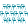 kit 16 cadeiras de jantar allegra design empilhavel turquesa