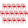 kit 16 cadeiras de jantar allegra design empilhavel vermelho
