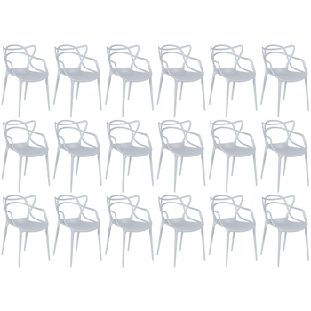 kit 18 cadeiras de jantar allegra design empilhavel cinza