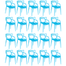 kit 20 cadeiras de jantar allegra design empilhavel azul
