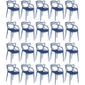 kit 20 cadeiras de jantar allegra design empilhavel azul petroleo